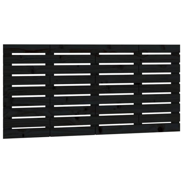 vidaXL Veggmontert sengegavl svart 146x3x63 cm heltre furu