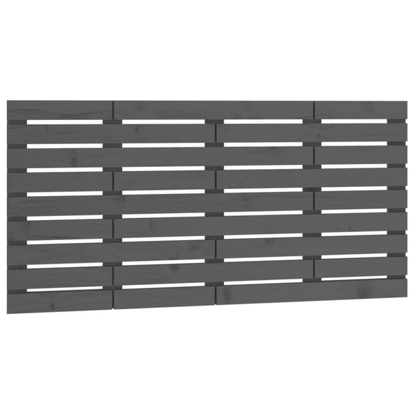 vidaXL Veggmontert sengegavl grå 141x3x63 cm heltre furu