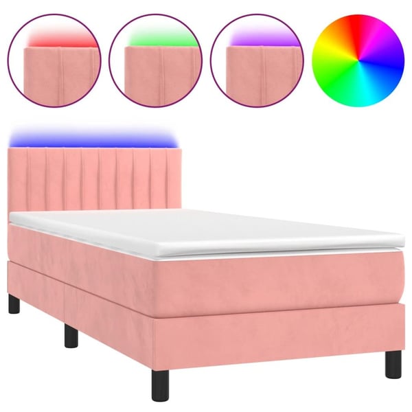 vidaXL kontinentalseng med LED-lys 80x200 cm velour pink
