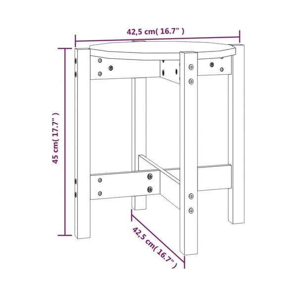 vidaXL sofabord Ø 42,5x45 cm massivt fyrretræ