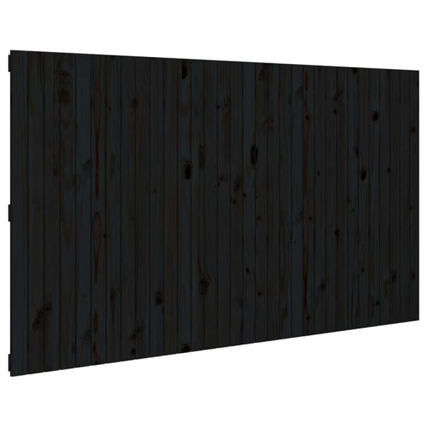 vidaXL Veggmontert sengegavl svart 204x3x110 cm heltre furu