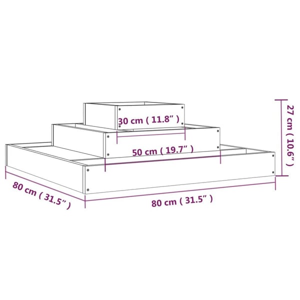 vidaXL Plantekasse hvit 80x80x27 cm heltre furu