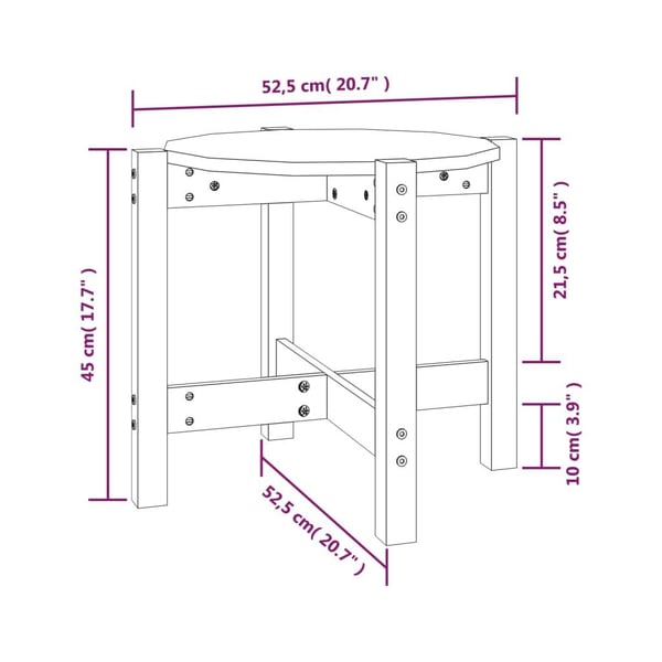 vidaXL Salongbord honningbrun Ø 52,5x45 cm heltre furu