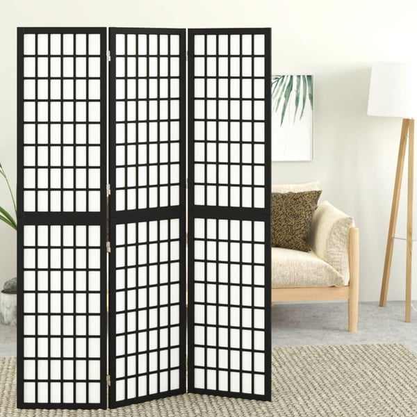 vidaXL Sammenleggbar romdeler 3 paneler japansk stil 120x170 cm svart