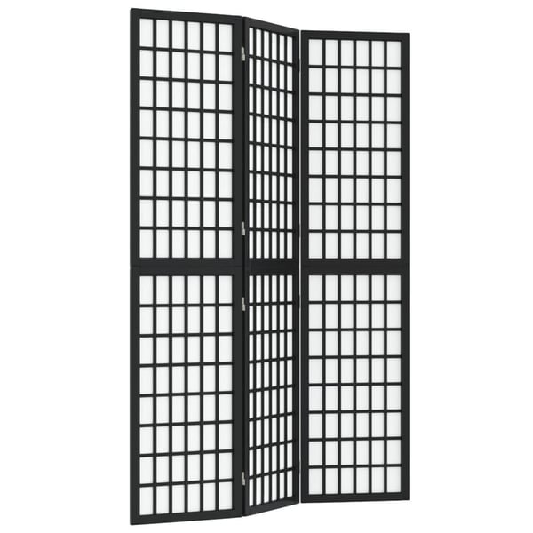 vidaXL Sammenleggbar romdeler 3 paneler japansk stil 120x170 cm svart