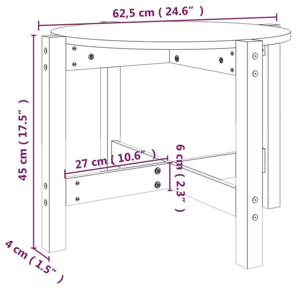 vidaXL Salongbord honningbrun Ø 62,5x45 cm heltre furu