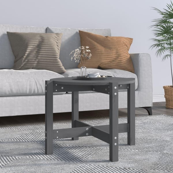 vidaXL Salongbord grå Ø 62,5x45 cm heltre furu