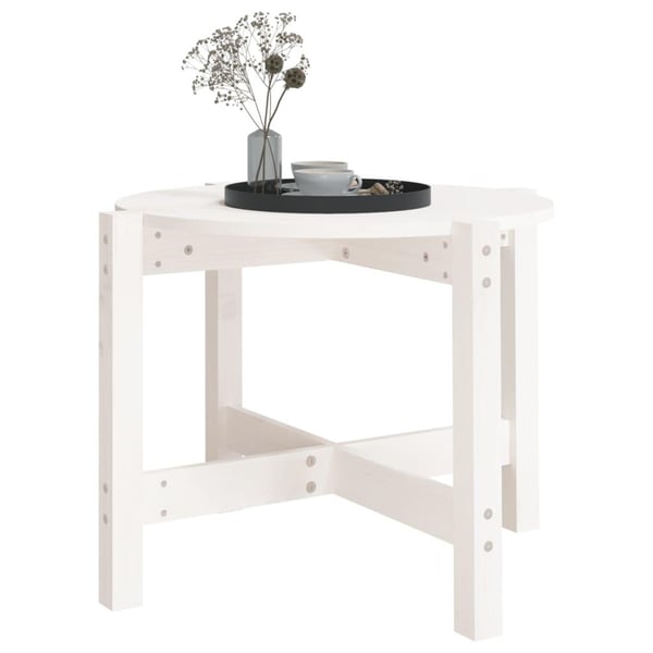 vidaXL Salongbord hvit Ø 62,5x45 cm heltre furu