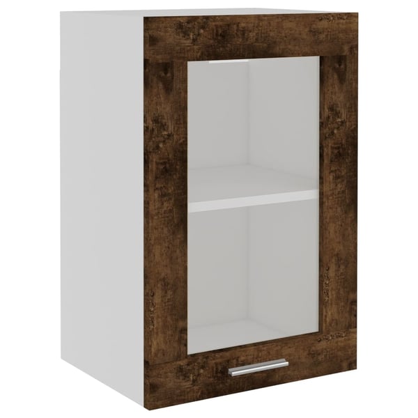 vidaXL Vegghengt glasskap "Lyon" røkt eik 40x31x60 cm konstruert tre