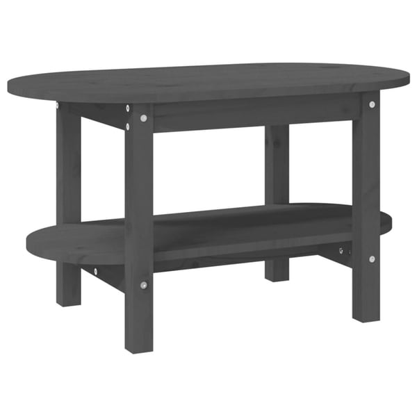 vidaXL Sohvapöytä harmaa 80x45x45 cm täysi mänty