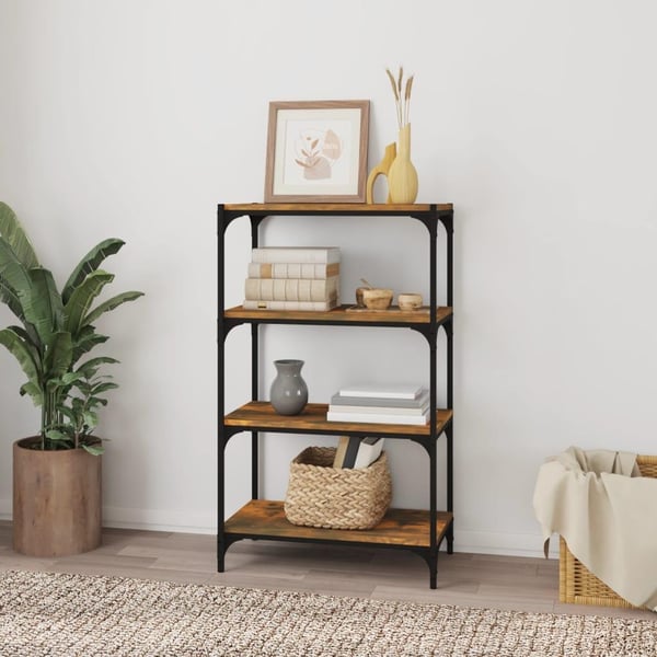 vidaXL bogreol 60x33x100 cm konstrueret træ og stål røget egetræ