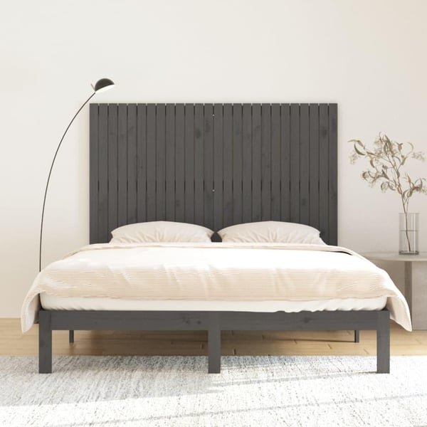 vidaXL Veggmontert sengegavl grå 166x3x110 cm heltre furu