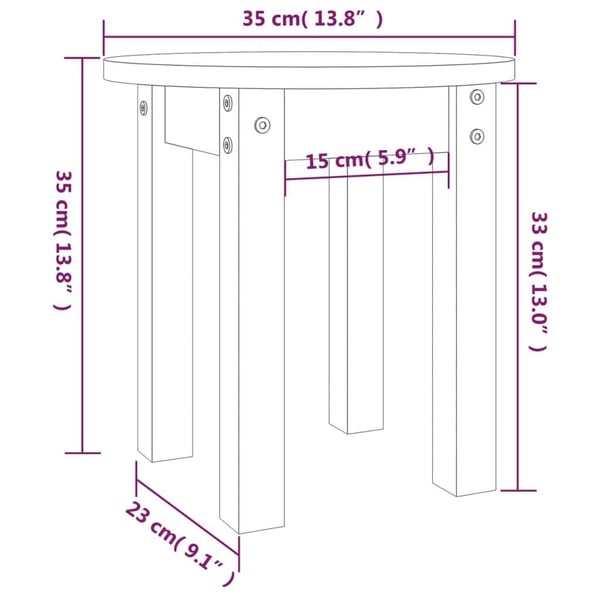 vidaXL sofabord Ø 35x35 cm massivt fyrretræ sort