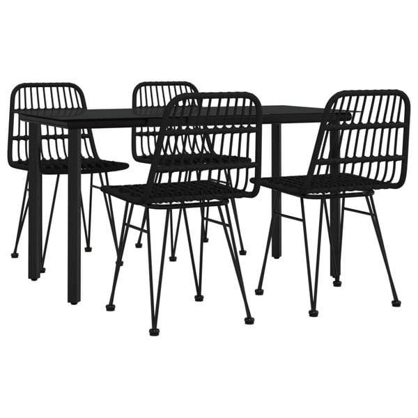 vidaXL Hagespisegruppe 5 deler svart polyrotting