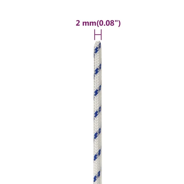 vidaXL Båttau hvit 2 mm 25 m polypropylen