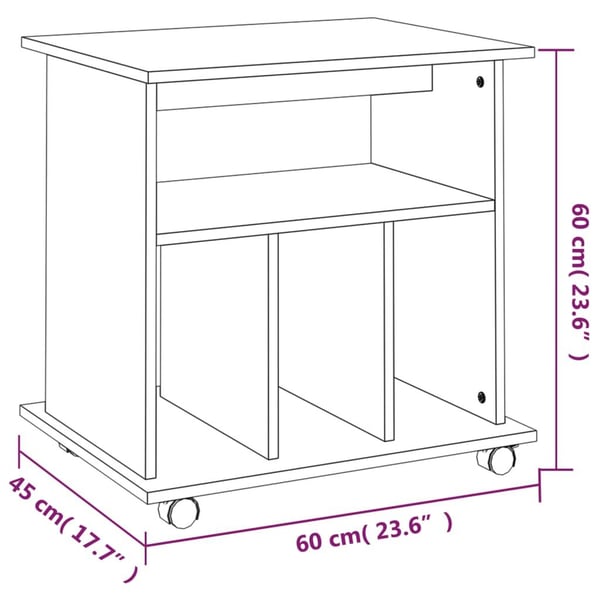 vidaXL Rulleskap røkt eik 60x45x60 cm konstruert tre
