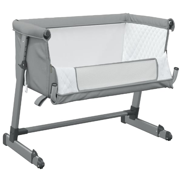 vidaXL babyseng med madras linnedstof lysegrå