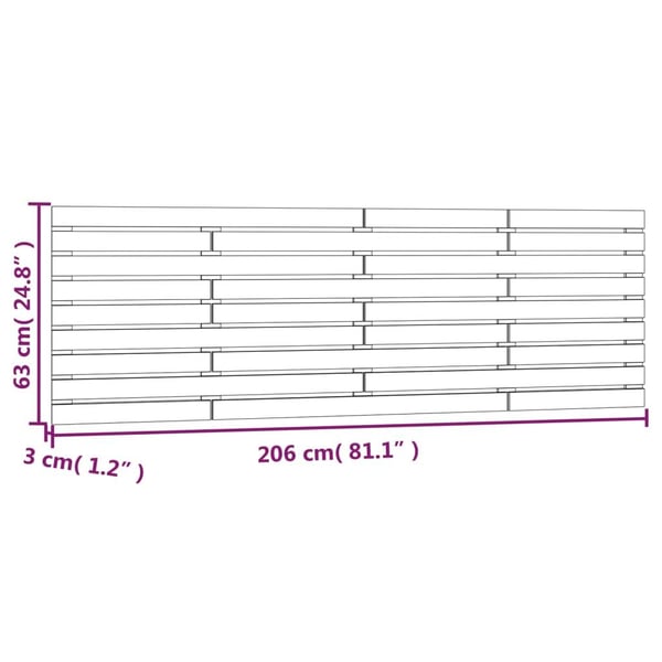 vidaXL Veggmontert sengegavl hvit 206x3x63 cm heltre furu