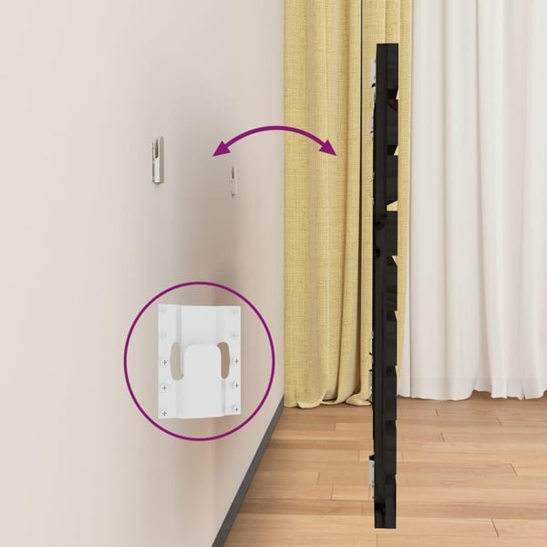 vidaXL Veggmontert sengegavl svart 81x3x63 cm heltre furu