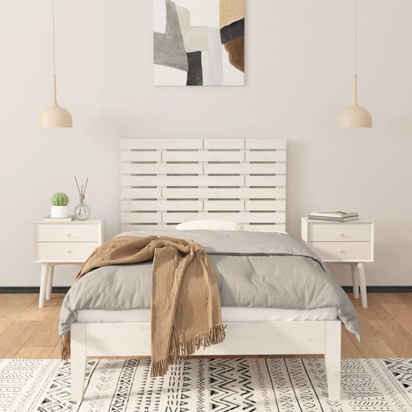 vidaXL Veggmontert sengegavl hvit 96x3x63 cm heltre furu