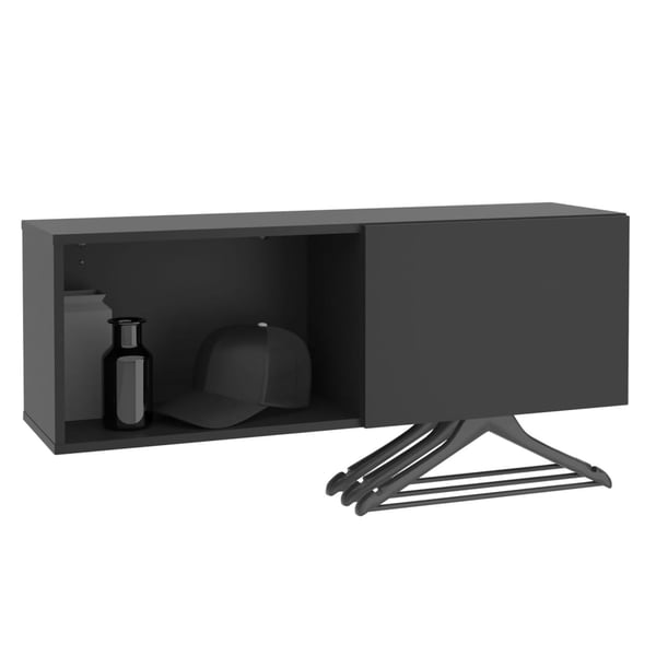 FMD væghængt knagerække med rum 99,1x27,2x33 cm sort