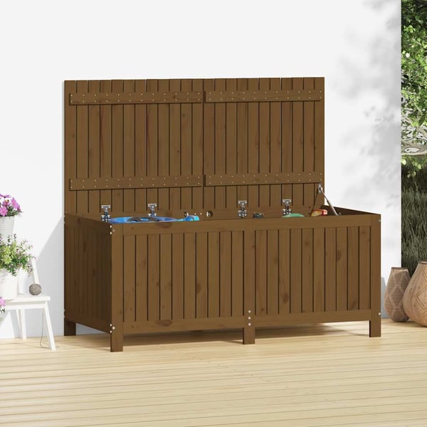 vidaXL Förvaringslåda honungsbrun 147x68x64 cm massiv furu
