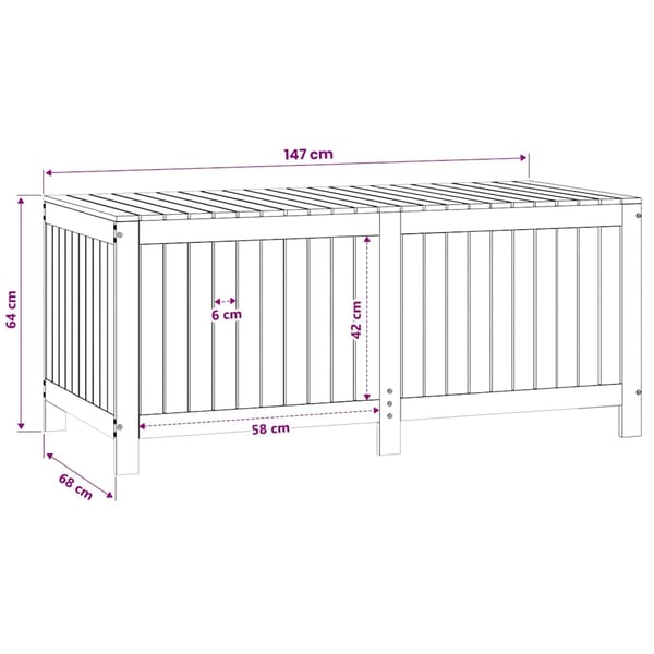 vidaXL Förvaringslåda honungsbrun 147x68x64 cm massiv furu