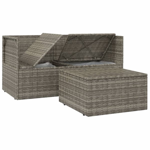 vidaXL loungesæt til haven 3 dele med hynder polyrattan grå