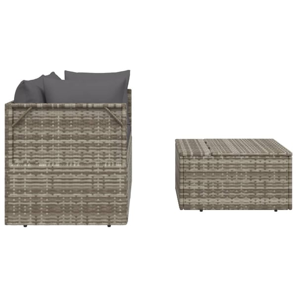 vidaXL loungesæt til haven 3 dele med hynder polyrattan grå