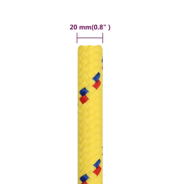 vidaXL Båttau gul 20 mm 25 m polypropylen