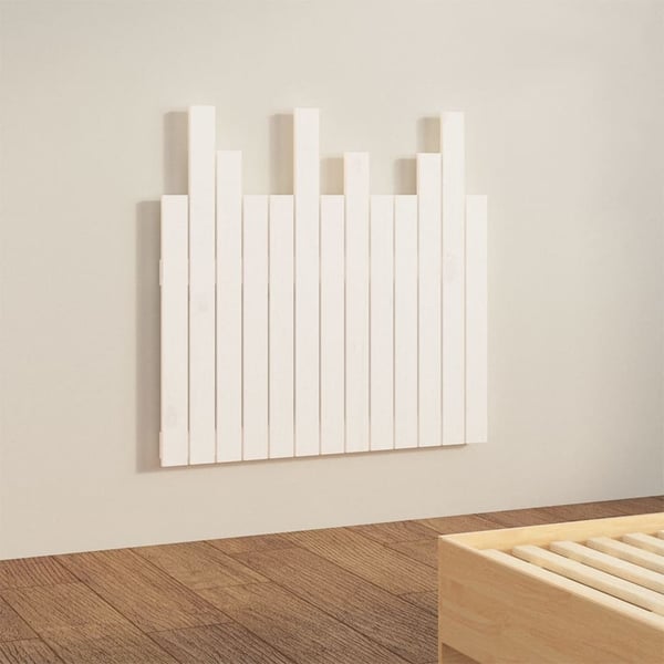 vidaXL Veggmontert sengegavl hvit 82,5x3x80 cm heltre furu