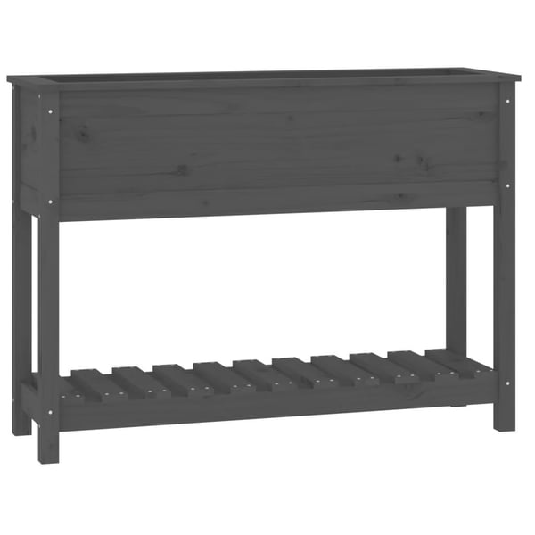 vidaXL Kukkalaatikko hyllyllä harmaa 111,5x34,5x81 cm täysi mänty