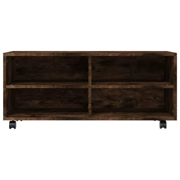 vidaXL TV-benk med hjul røkt eik 90x35x35 cm konstruert tre