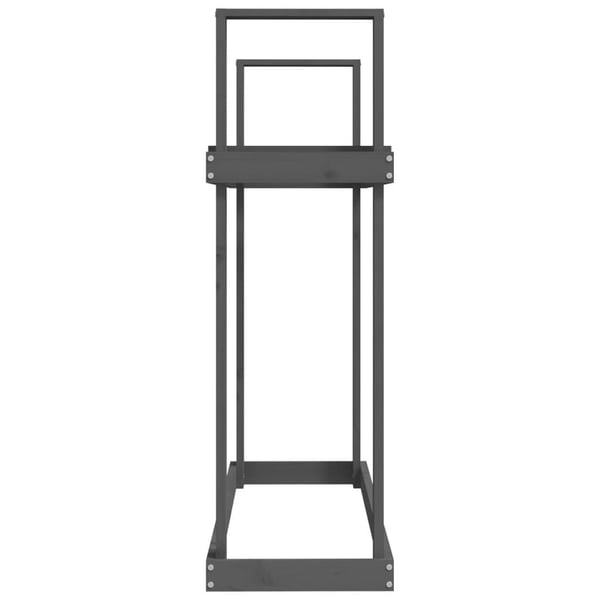 vidaXL brændestativ 1110x35x108,5 cm massivt fyrretræ grå