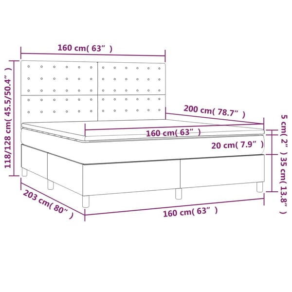 vidaXL kontinentalseng med madras 160x200 cm stof gråbrun