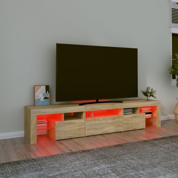 vidaXL TV-benk med LED-lys sonoma eik200 x 36,5 x 40 cm