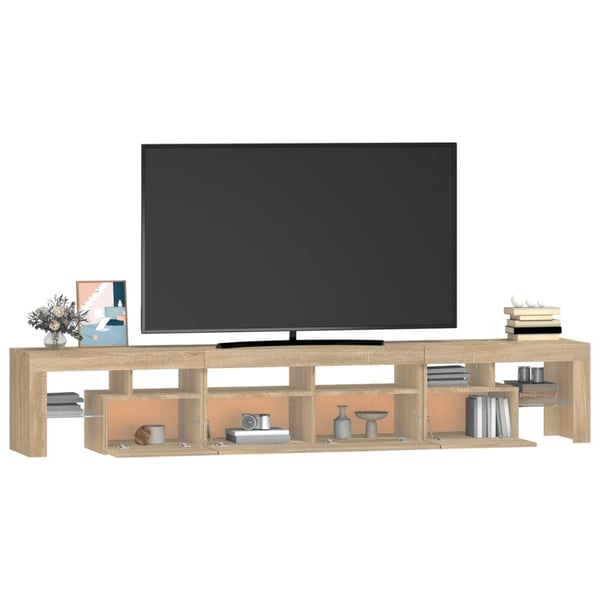 vidaXL TV-benk med LED-lys sonoma eik 230x36,5x40 cm