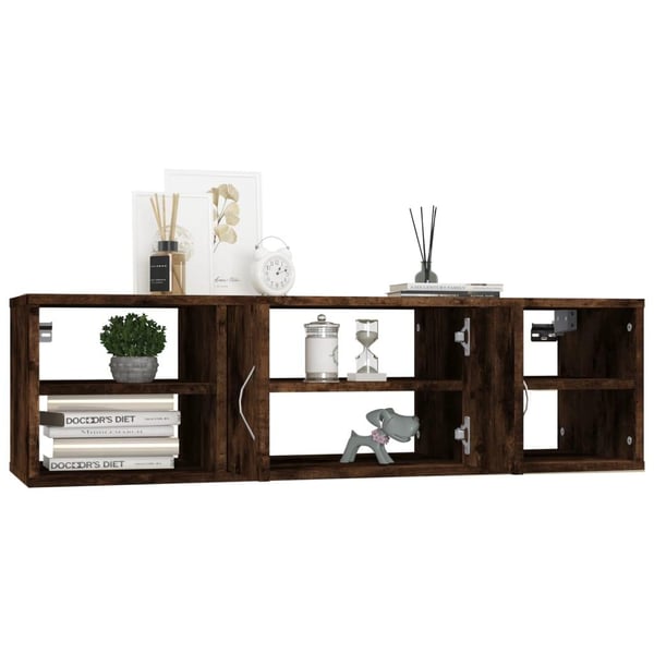 vidaXL væghylde 102x30x29 cm konstrueret træ røget eg