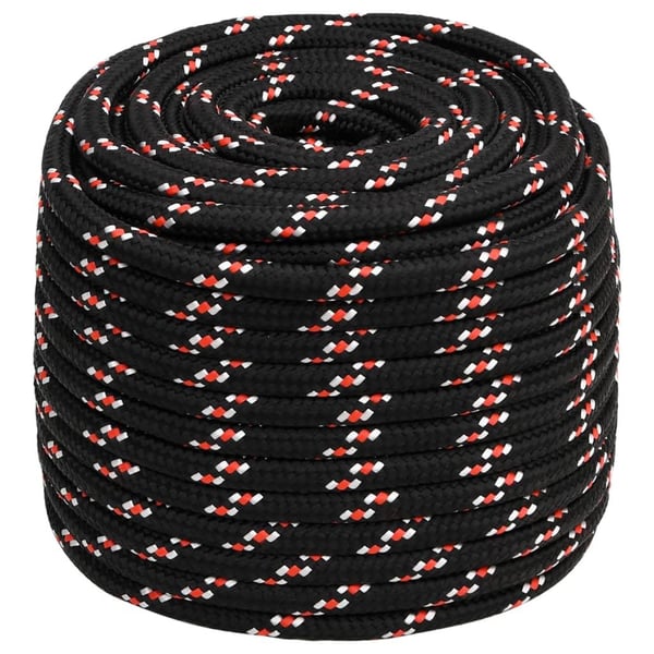 vidaXL Båttau svart 16 mm 25 m polypropylen