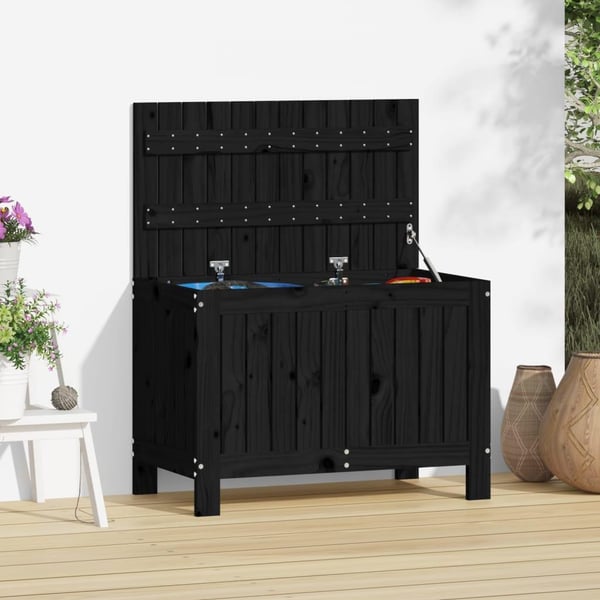vidaXL opbevaringskasse til haven 76x42,5x54 cm massivt fyrretræ sort