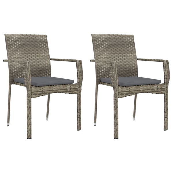 vidaXL havestole med hynder 2 stk. polyrattan grå