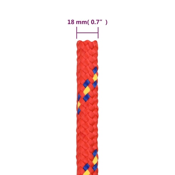 vidaXL Båttau rød 18 mm 100 m polypropylen