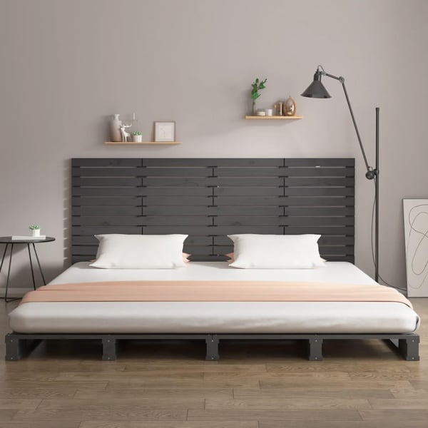 vidaXL sengegavl 206x3x91,5 cm massivt fyrretræ grå