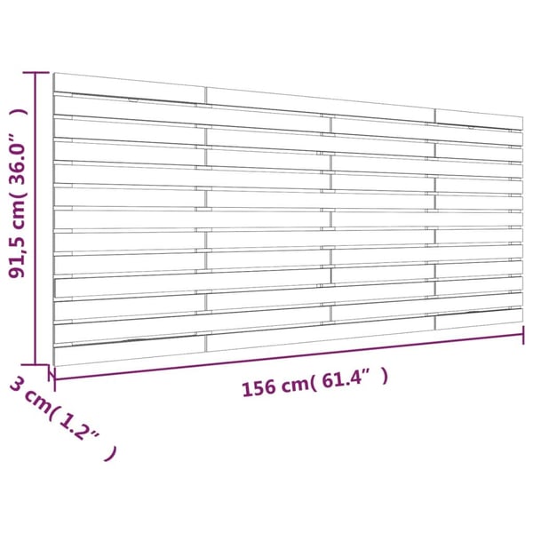 vidaXL Veggmontert sengegavl grå 156x3x91,5 cm heltre furu