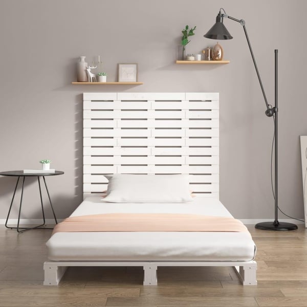 vidaXL Veggmontert sengegavl hvit 146x3x91,5 cm heltre furu