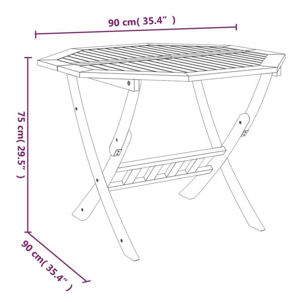 vidaXL Sammenleggbart hagebord 90x75 cm heltre akasie