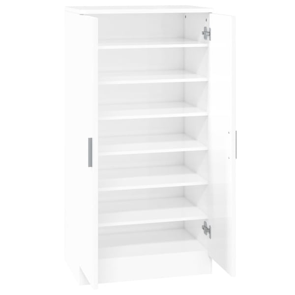 vidaXL Skoskap høyglans hvit 55x35x108 cm konstruert tre