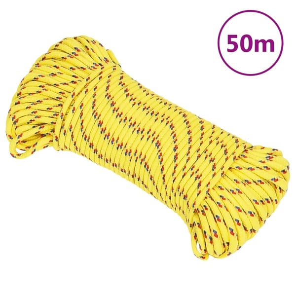 vidaXL Veneköysi keltainen 4 mm 50 m polypropeeni