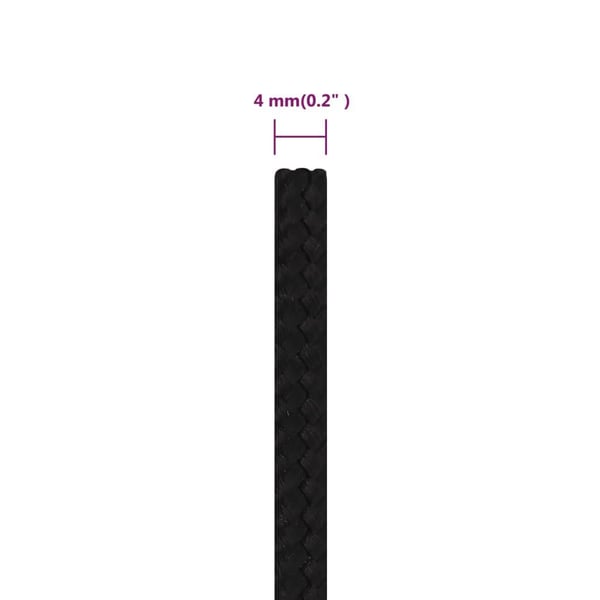 vidaXL arbejdsreb 4 mm 25 m polyester sort