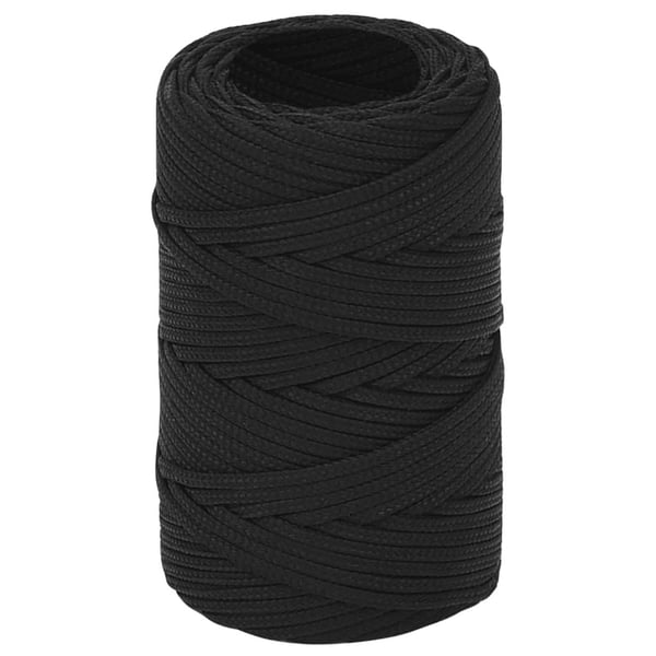 vidaXL Båttau helsvart 2 mm 25 m polypropylen